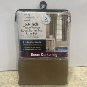 63-Inch Taupe Room Darkening Panel Pair - Rod Pocket Panels NWT